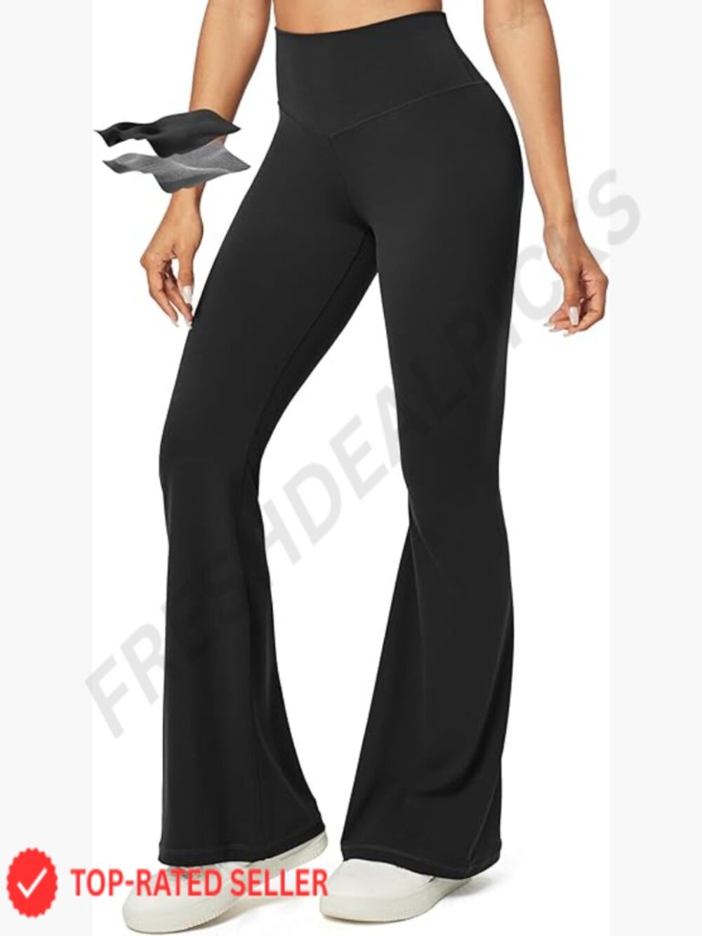 Flared Yoga Leggings Tummy Control High Waisted Bell Bottom Pants with Pocket